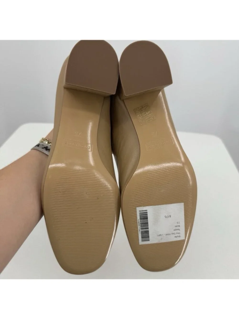 Everlane Italian Leather Day Heel Light Taupe 7.5 Women's Elastic Back Comfort